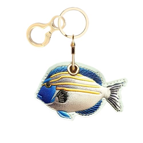 BORKUANA PU Leather Keychain holder Protective Case Compatible with AirTag - color: Fish 7
