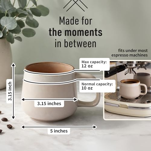 Ava Nord Stoneware Ceramic Coffee Mugs Set of 4 | 12 oz | Rose Sand - color: Rose Sand, size: 12 Oz