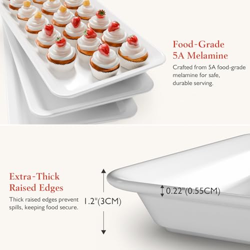 Bumusty Large 3-Tier Melamine Serving Tray Set, 17 x 8.7 in, Gold Stand - color: Gold, size: 17" x 8.7"