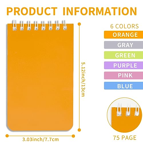 QiCheng 6pacs Pocket Notebook Mini Notepad Small Spiral Notebooks 3X5Inch - size: 6-2