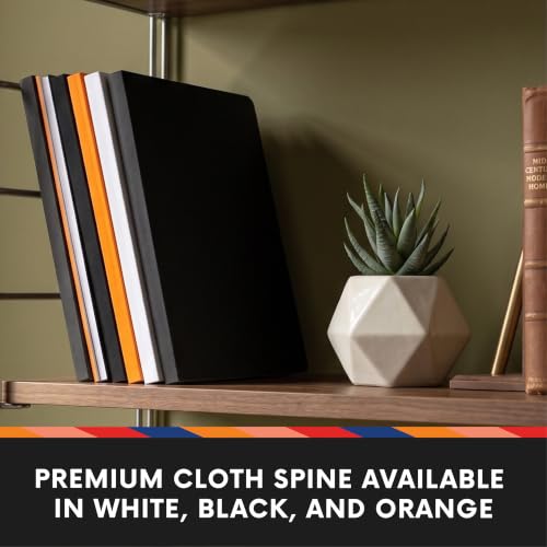 Notsu Dot Grid Lay Flat Notebook Variety 3-Pack, 6" x 8.5" - color: White/Black/Orange, size: 6" x 8.5" (Pack of 3)