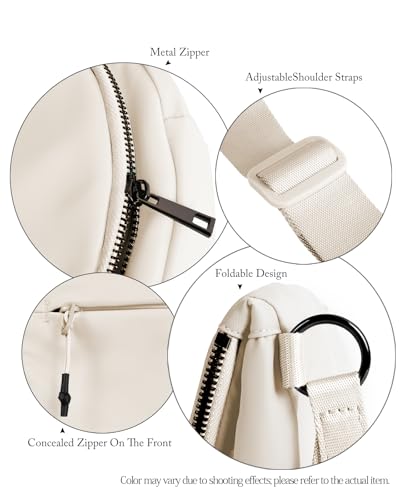 Crescent Bag for Women,Medium Nylon Crescent Bag Single Shoulder Bag - color: beige