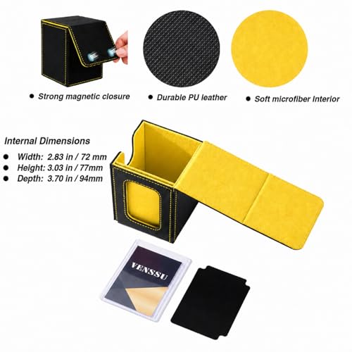 Venssu MTG Deck Box with Commander Display, Fits TCG Cards (Black&Yellow) - color: Black and Yellow