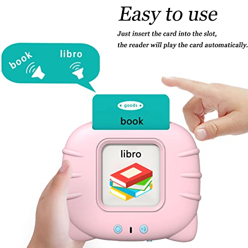 Startcan Spanish & English Talking Flash Cards for Toddlers 1 2 3 4 5 6, Audible Toys for Kids to Learn Spanish - 258 Cards and 516 Words(Pink) - color: 516-bilingual-pink (New Abc+123+ 4 Songs)