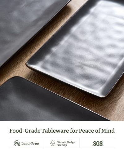 Famiware Serving Platters Set of 3 Sizes - Rectangular, Matte Dark Charcoal - color: Matte Dark Charcoal