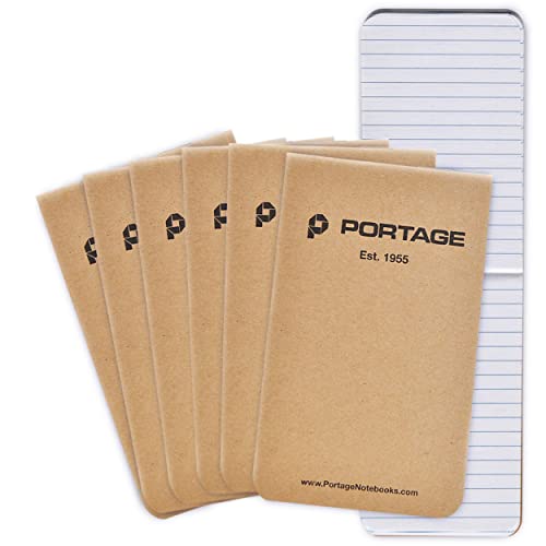 Portage Field Notebook Tactical Sized Pocket Notepad - Top Bound Notebook with Lined Paper Lies Flat in Pocket - 2.8" x 4.6" - 64 Pages (3 Pack) (6 Pack, Tactical) - color: Tactical, size: 6 Pack