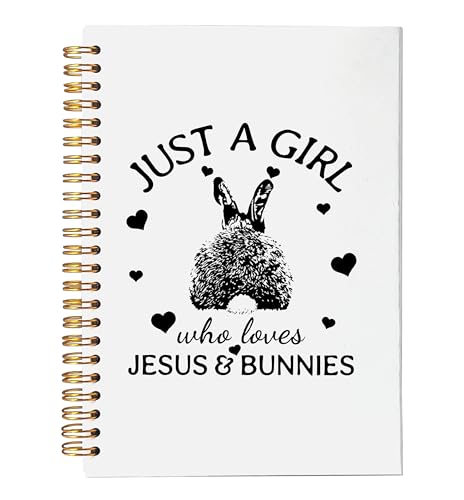 VNWEK Jesus Bunny Christian Spiral Notebook Journal 5.5x8.3 Inch, Rabbit Lover Gifts Journal, Just a Girl Who Loves Jesus & Bunnies Religious Lined Hardcover Spiral Notebook - color: Bunny notebook