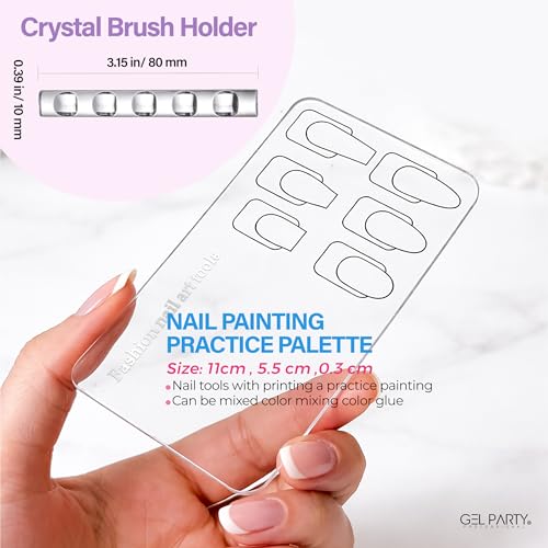 GELPARTY Professional Nail Art Brush Kit – 10 Pcs Dual-Ended Nail Art Tools Set with 6 Brush & Dotting Pens, Poly Gel Tool, Nail Brush, Brush Holder & Nail Art Palette – Salon & Home Use