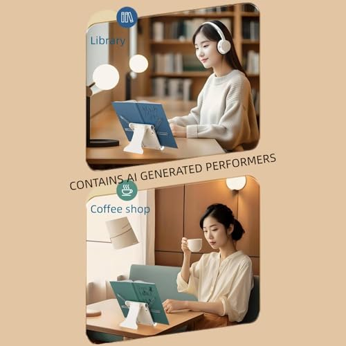 Mini Book Stand Portable, for Travel/Kitchen/Desk, White - color: White
