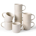 famiware Coffee Mug Set of 8, Star 12 oz Ceramic Mugs Cups Set with Handle - color: Star-Matte White, size: 8 Count (Pack of 1)