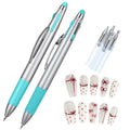 2PCS Nail Dotting Pen, 5-in-1 Nail Dotting Tool Ballpoint Pen Design Double End Nails Art Pens Dottings Tools Manicure Art Tools for Nails DIY Salon(Green)