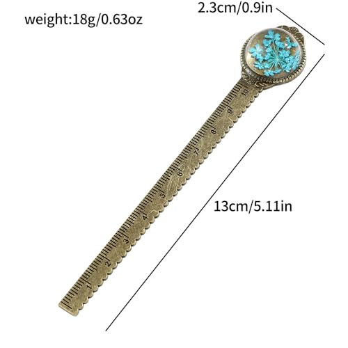 Vintage Dried Flower Bookmark Ruler, Resin Encased for Book & Craft Lovers - color: 9pcs