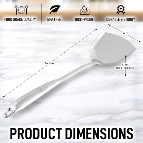 Zulay Kitchen Stainless Steel Wok Spatula - size: Wok Spatula