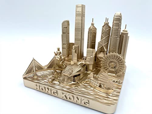 ZIZO Modern The World Landmarks Model Buildings City Skyline Statue for Home Decor for Boy Friends Gold 4" (Hong Kong) - color: Hong Kong
