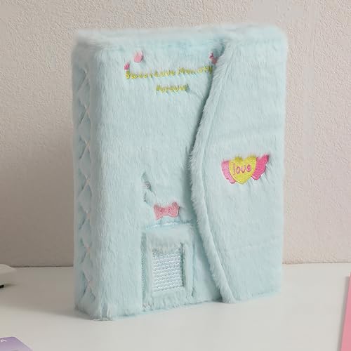 A5 Binder Kpop Plush Photocard Album with 20 Pcs Inner 3 Inch Photo Album Sleeves in Loose Leaf Refillable 6 Rings Binder Cover Photocard Holder Book for Picture Cards Storage (Blue) - color: Blue
