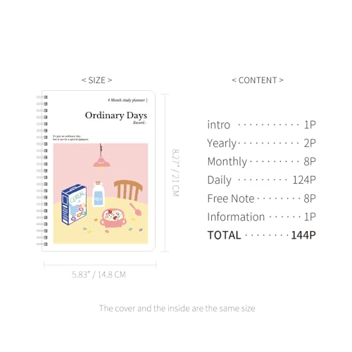 Monolike Ordinary days 4 Month Study Planner, Cereal - Academic Planner, Weekly & Monthly Planner, Study plan - color: Ordinary days - Cereal