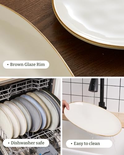 famiware Serving Platters Set of 3 Sizes - Oval, Vanilla White - color: Vanilla White