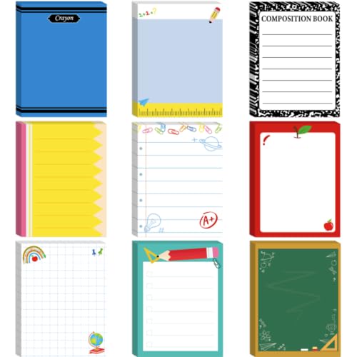 9 Pcs Back to School Gift for Teacher Sticky Notes - style: Back To School