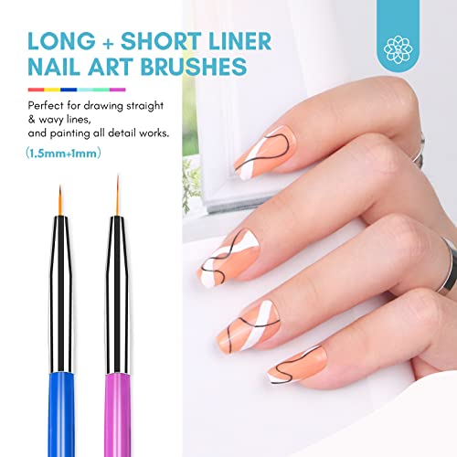SAVILAND 6-Piece Dual-Ended Gel Nail Art Brush Set with Dotting Tools - color: A-Multicolor