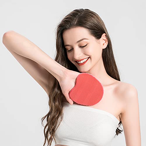 2 Pack Soft Silicone Shower Brush, Body Scrubber Exfoliating Skin Massage - color: 1 Pars_pink+green