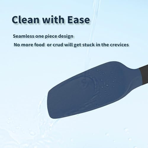 Coukre Silicone Spatula Set of 5,High Temperature Resistant, Food Grade Silicone, Dishwasher Safe, for Baking, Cooking (Dark Blue Black) - color: Dark Blue Black