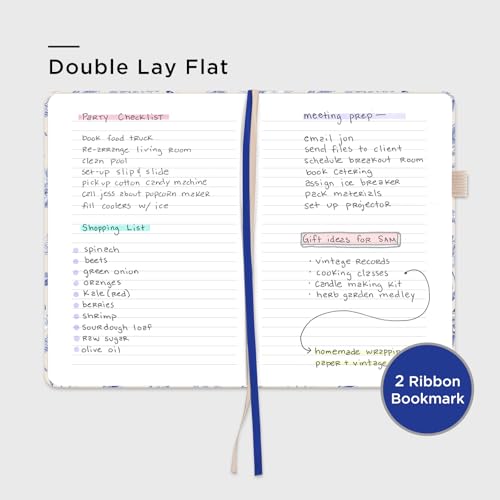 &And Per Se Lined Hardcover Notebook – A5 5.7"x8" College Ruled, 160 Pages, 100gsm Thick Paper – Aesthetic Journal for Women, Gift-Ready Planner, Everyday Writing Notebook (Blue Flowers) - color: b.Blue Flowers, style: Lined with Pattern