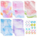 Konsait Watercolor Letter Stationary and Envelopes Set, 30 PCS Writing Stationary Paper with 15 PCS Envelopes and 1 Sheet Sticker, Colorful Letter Writing Set for Party Invitations (A)