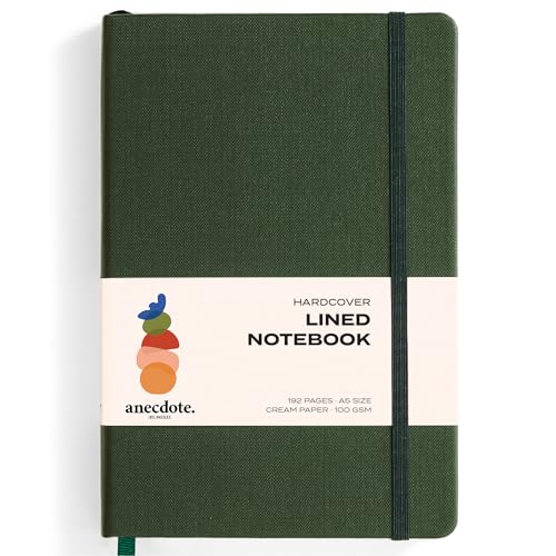 ANECDOTE. Lined Journal Notebook,192 Pages, A5 size: 8.3" x 5.4"| Hardcover - color: Evergreen, size: 8.3" x 5.4"