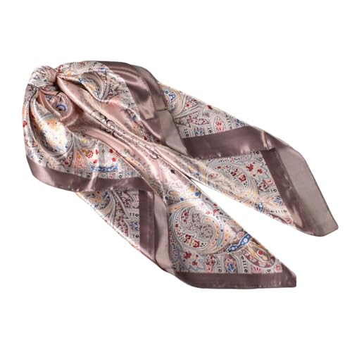 35 Inches Silk Head Scarf-Satin Hair Scarves Silk Bandana Scarf Headscarf for Women's Fashion Scarves - color: Large Floral Cashew Nut - Pink
