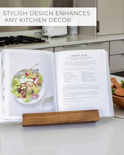 Beautiful Cookbook Stand for Your Kitchen Counter - Solid Wood, Fits iPad