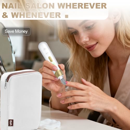 Electric Nail File Drill 2000 mAh Cordless Rechargeable Nail Filer LED Lamp - color: Golden