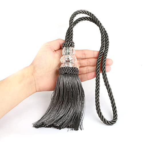 2 Pack Curtain Tiebacks with Tassel, Charcoal - color: Charcoal, size: 2