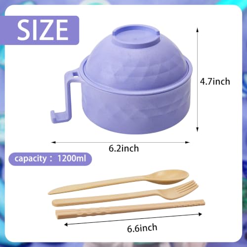 1 Set Microwave Ramen Cooker Bowl with Utensils, Purple - color: Purple