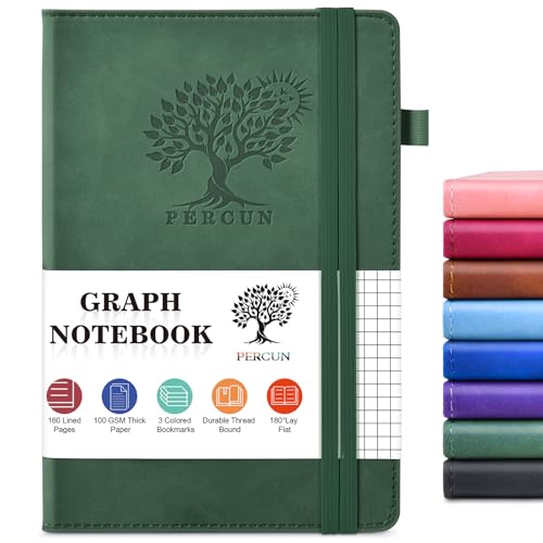 Graph Paper Notebook 5.9"×8.5", 160 Pages Grid Notebook, A5 Graphing Paper - color: Green, size: Grid Page