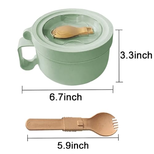 28.7oz Microwave Soup Mugs with Lids,Microwavable Noodle Cooker for Dorm Essentials.Easy-Grip Design, for Soup Oatmeal Gumbo Salad Rice Cereal & More - BPA-Free(green) - color: Green