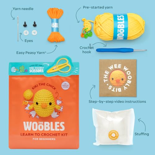 The Woobles Beginner Crochet Kit with Scissor - Kiki the Chick - color: Kiki The Chick, size: With Scissor Kit