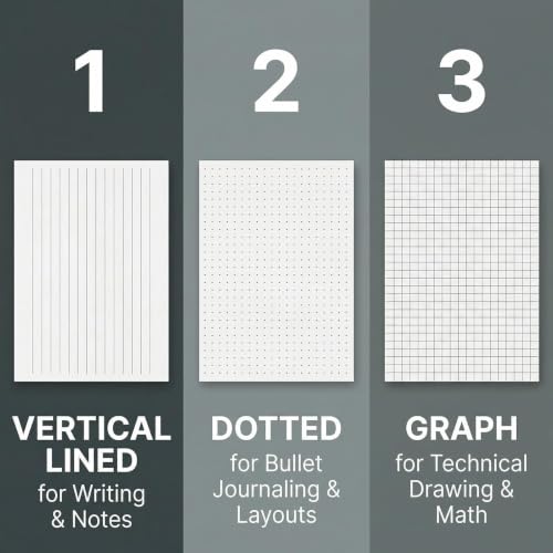 3-Pack Mixed Sticky Notes Set (Grid, Dotted, Lined) 4x6 Inch