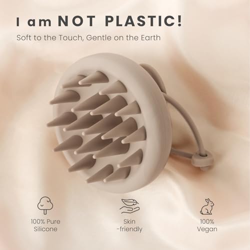 AIMIKE Scalp Massager Shampoo Brush, Soft Silicone Hair Scrubber - color: Morandi - Khaki