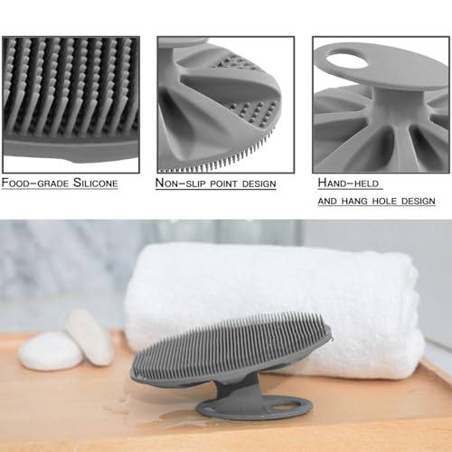 INNERNEED Silicone Body Cleansing Brush Exfoliating Scrubber, Gray - color: Gray