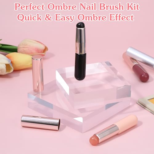4 Pcs Silicone Chrome Nail Powder Applicator, Brush for Ombre Nail Art Reusable Nails Tools Silicone Pen Soft Head Stamper Manicure Tool for Ombre, Chrome, French Nails, Beginners