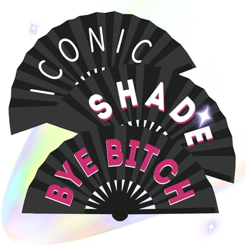 3 Pack Large Hand Fan Bamboo Folding Rave Fan Handheld Chinese Shade Iconic Fan for Festival Parade Halloween Christmas Party Performance Decoration 13 inch