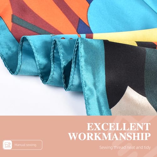 35 Inches Silk Head Scarf-Satin Hair Scarves Silk Bandana Scarf Headscarf for Women's Fashion Scarves - color: Colorful Sunflower - Blue