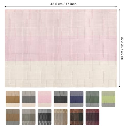 Placemats Set of 4, Vinyl Woven Heat-Resistant Place Mats - color: Beige Pink, size: Set of 4