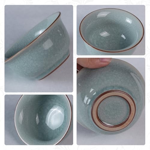 KAMMAK Japanese Tea Cups, 2 Oz Small Handmade Ceramic Teacups, Set of 2 - style: Ice Crackle Glaze-Bell