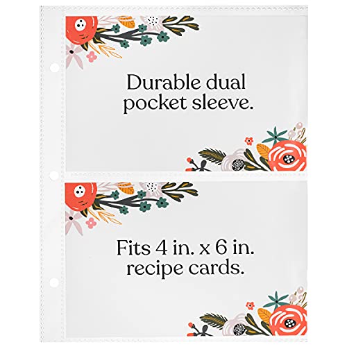 Jot & Mark Binder Page Protectors for 4x6 Recipe Cards or Photos (50 Count)