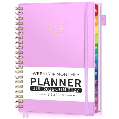 EMSHOI Academic Planner 2026-2027, A4 Size (8.5" x 11"), Weekly and Monthly - color: Purple