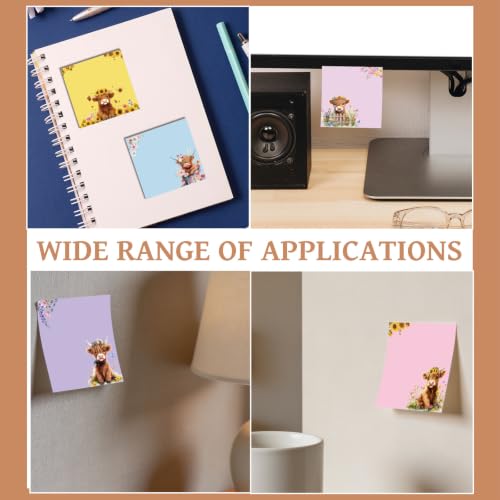 Highland Cow Gift Sticky Notes - 9 PCS Cute Animal Notepads Aesthetic Sunflower Self-Stick Note Coloful to Do List Memo Pads School Office Stationery Supplies for Women Cow Lover Students - style: Highland Cow Colorful
