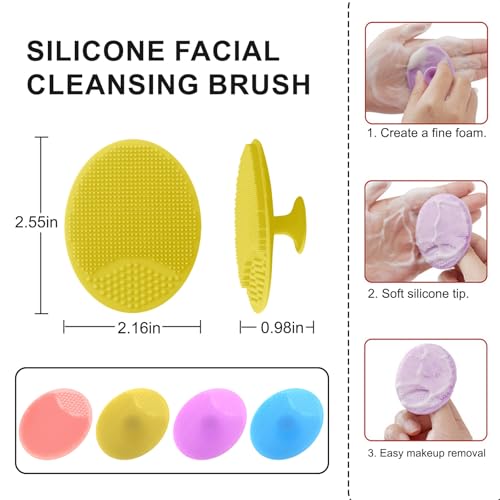 Silicone Face Scrubber-Soft Facial Cleansing Brush for Skincare Routine,Exfoliating Pad & Scalp Scrubber for Home Spa - color: [Mixed Items] 1, size: 4-pack