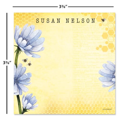 Current Personalized Bee Note Sheets in Cube - 400-Sheets, 3.38x 3.38, Acrylic Case, Memo Sheets, Shopping List, to-Do Notes, Office Organizer - color: Bee