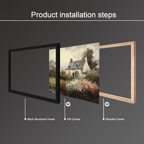 Huabsad Vintage Landscape Flower Portrait Oil Painting Canvas Wall Art Antique Cottage Outdoor Garden Spring Wall Decor Rustic Farmhouse Bedroom Aesthetic Painting Prints 12x16in Black Framed - color: Oil painting03, size: 12x16in Metal Framed